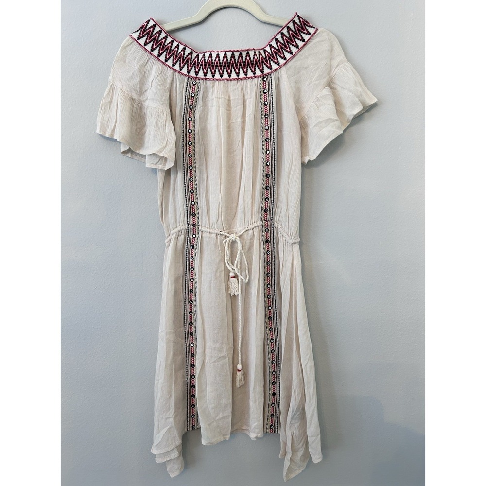 POL Sun Dress Off Shoulder Cream Embroidered Size Small NEW